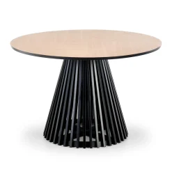 Garnero Arredamenti Tavolo 120x120cm rotondo da pranzo rovere chiaro nero Reno Best