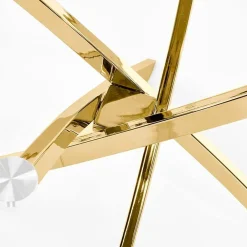 Garnero Arredamenti Tavolo 100x100cm rotondo in vetro acciaio cromato Minerva Gihome® Oro Best