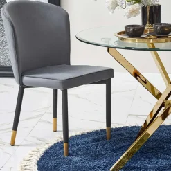 Garnero Arredamenti Tavolo 100x100cm rotondo in vetro acciaio cromato Minerva Gihome® Oro Best