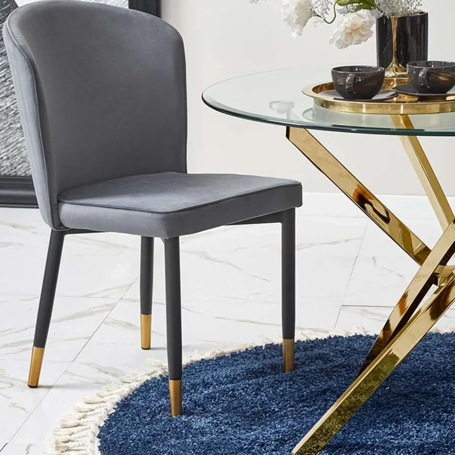 Garnero Arredamenti Tavolo 100x100cm rotondo in vetro acciaio cromato Minerva Gihome® Oro Best