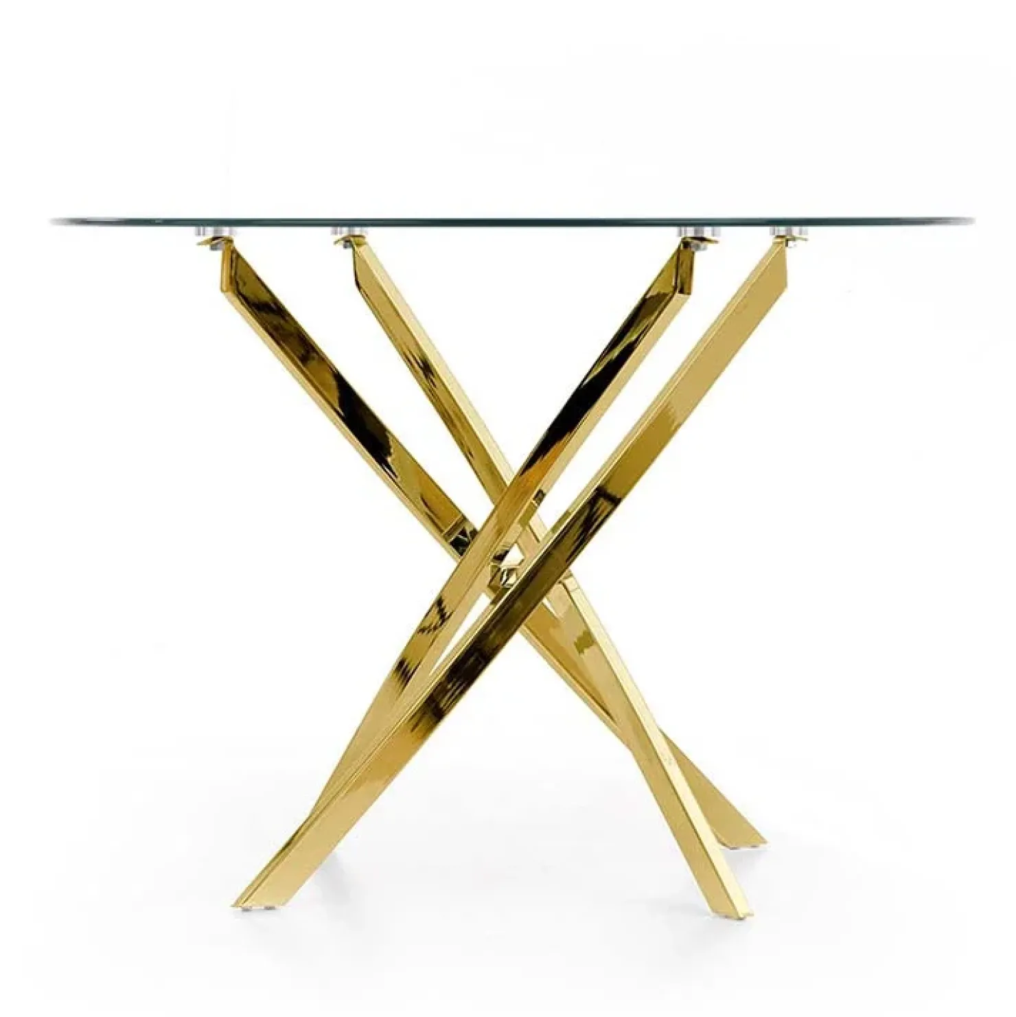 Garnero Arredamenti Tavolo 100x100cm rotondo in vetro acciaio cromato Minerva Gihome® Oro Best