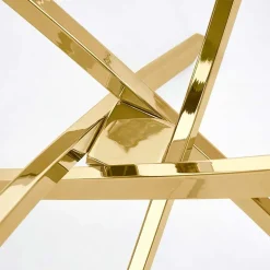 Garnero Arredamenti Tavolo 100x100cm rotondo in vetro acciaio cromato Minerva Gihome® Oro Best