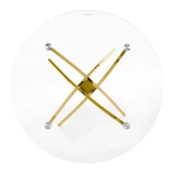 Garnero Arredamenti Tavolo 100x100cm rotondo in vetro acciaio cromato Minerva Gihome® Oro Best