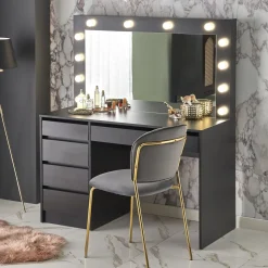 Garnero Arredamenti Toeletta da trucco con specchio 120x140cm con LED nero Cherie Nero Opaco Best