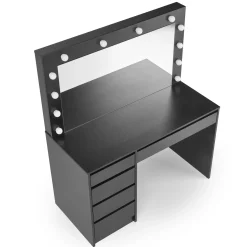 Garnero Arredamenti Toeletta da trucco con specchio 120x140cm con LED nero Cherie Nero Opaco Best