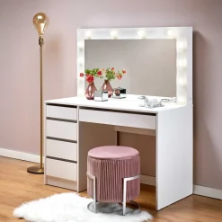 Garnero Arredamenti Toeletta da trucco con specchio 120x140cm con LED bianco Cherie Bianco Opaco Sale