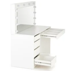 Garnero Arredamenti Toeletta da trucco con specchio 120x140cm con LED bianco Cherie Bianco Opaco Sale