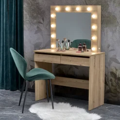 Garnero Arredamenti Toeletta da trucco con specchio 94x140cm con LED Bloom Rovere Outlet