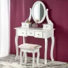 Garnero Arredamenti Toeletta da trucco 80x130h cm con specchio e sgabello bianco Lyra Outlet