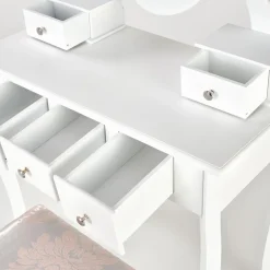 Garnero Arredamenti Toeletta da trucco 80x130h cm con specchio e sgabello bianco Lyra Outlet