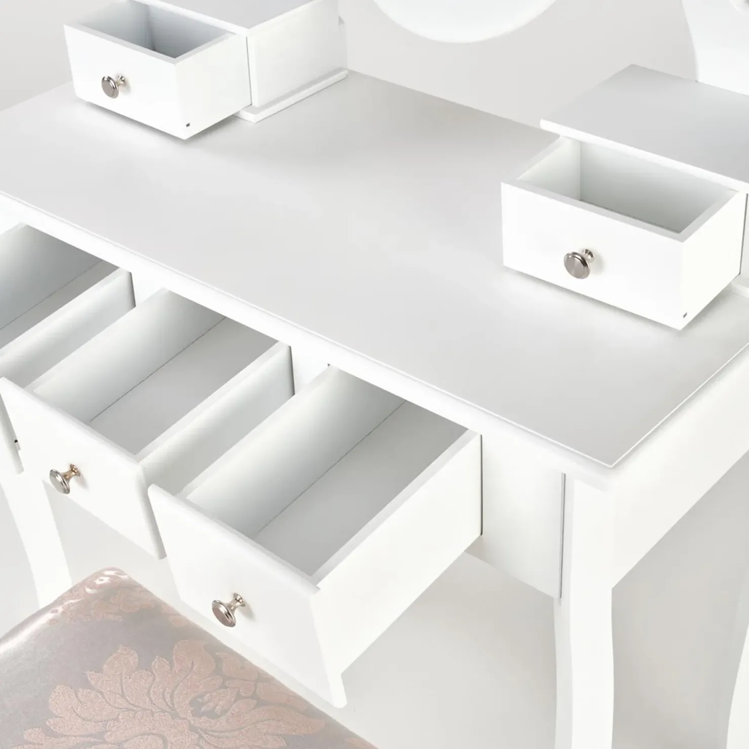 Garnero Arredamenti Toeletta da trucco 80x130h cm con specchio e sgabello bianco Lyra Outlet