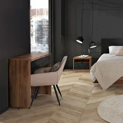 Garnero Arredamenti Toletta trucco consolle 90x80cm rovere scuro nero opaco Elin Outlet