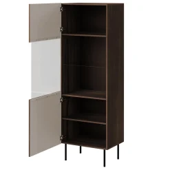 Garnero Arredamenti Vetrina alta 60x183h cm 1 anta 2 vani a giorno noce cannettato Gabiot Discount
