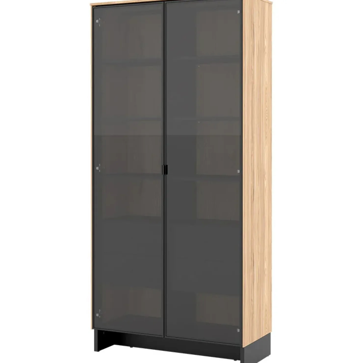 Garnero Arredamenti Vetrina alta 92x196h cm 2 ante vetro 4 cassetti interni rovere nero Alabaster Discount