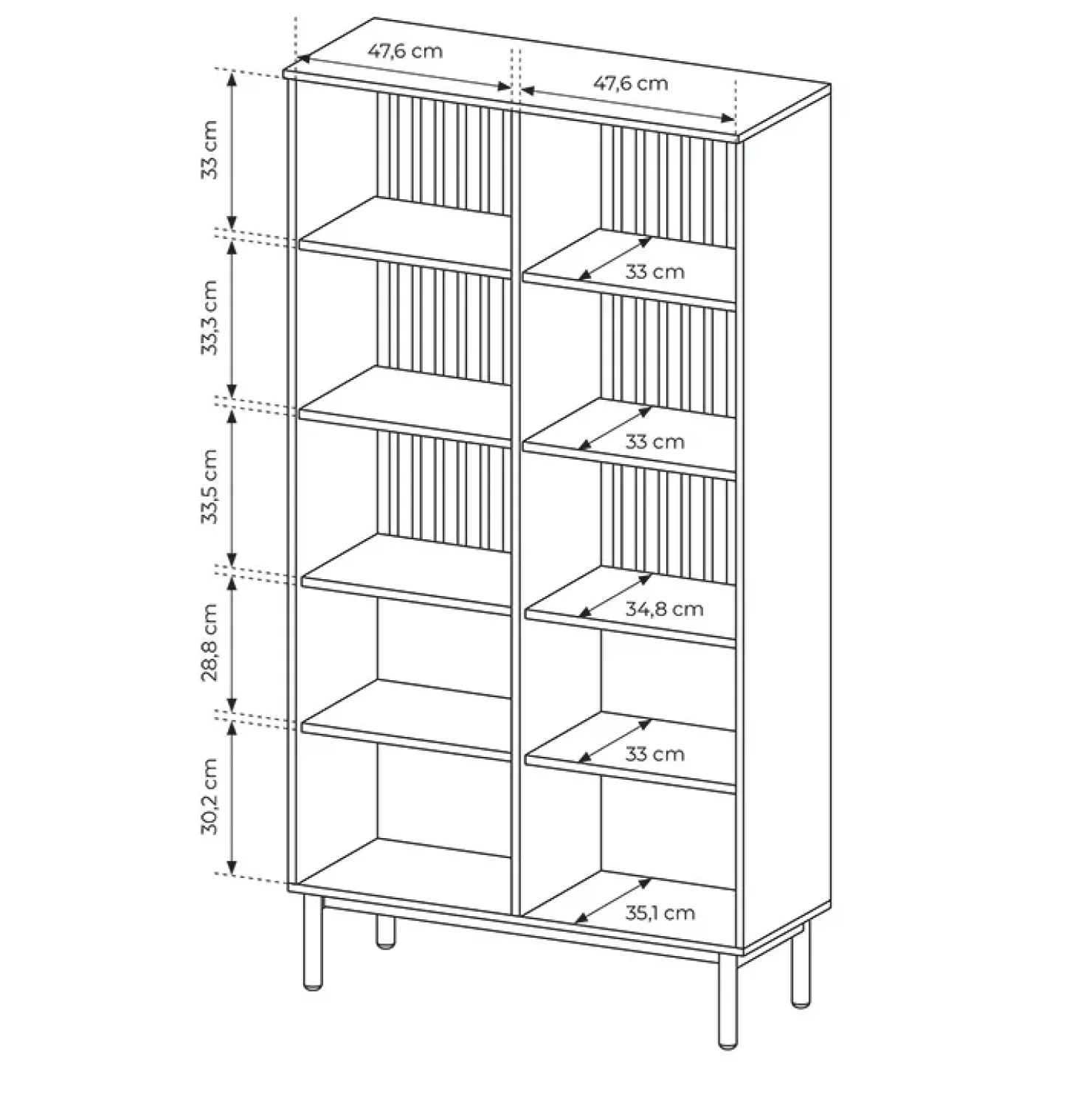 Garnero Arredamenti Vetrina alta 100x189h cm 4 ante con led nero opaco rovere Amel Hot