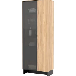 Garnero Arredamenti Vetrina alta 73x196h cm 2 ante rovere nero Alabaster New