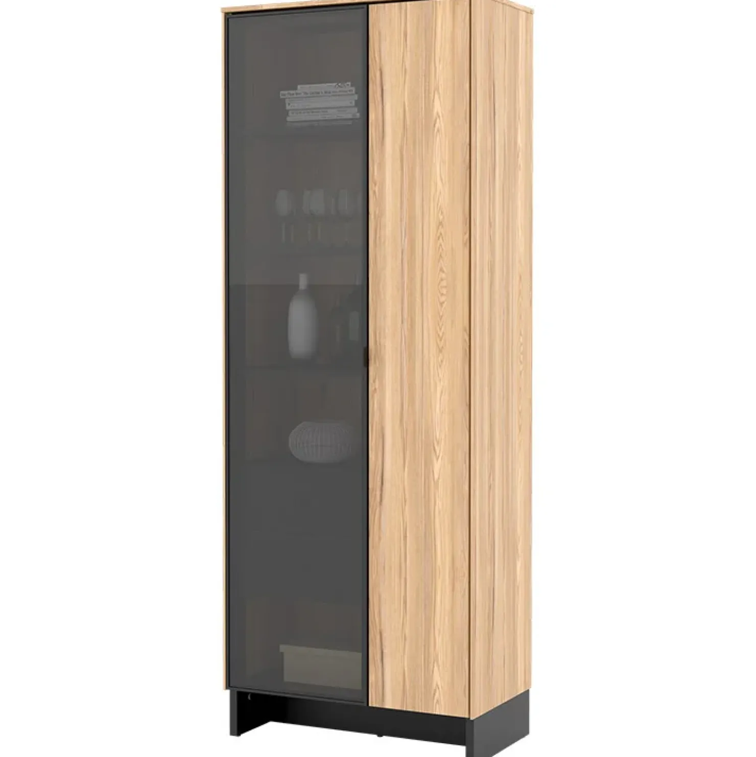 Garnero Arredamenti Vetrina alta 73x196h cm 2 ante rovere nero Alabaster New