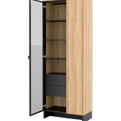 Garnero Arredamenti Vetrina alta 73x196h cm 2 ante rovere nero Alabaster New