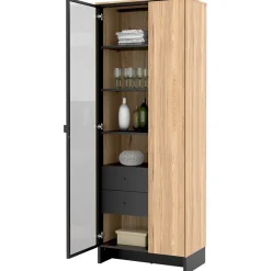 Garnero Arredamenti Vetrina alta 73x196h cm 2 ante rovere nero Alabaster New