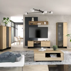 Garnero Arredamenti Vetrina alta 73x196h cm 2 ante rovere nero Alabaster New