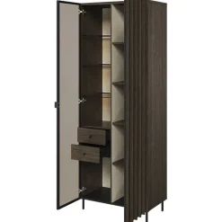 Garnero Arredamenti Vetrina alta 73x196h cm 2 ante led wengè Blackwood New