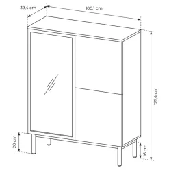 Garnero Arredamenti Vetrina bassa 100x126h cm 3 ante con led nero opaco rovere Amel Best