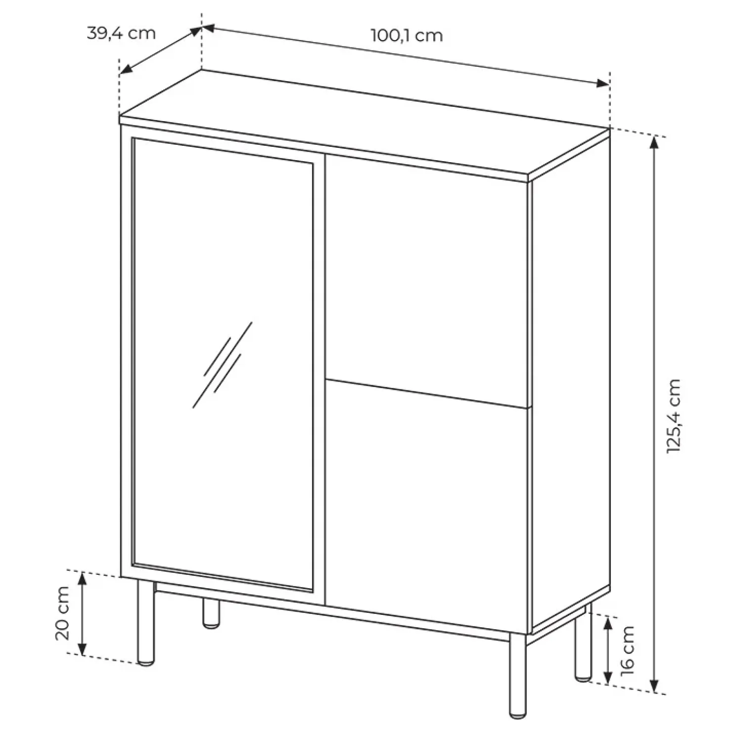Garnero Arredamenti Vetrina bassa 100x126h cm 3 ante con led nero opaco rovere Amel Best
