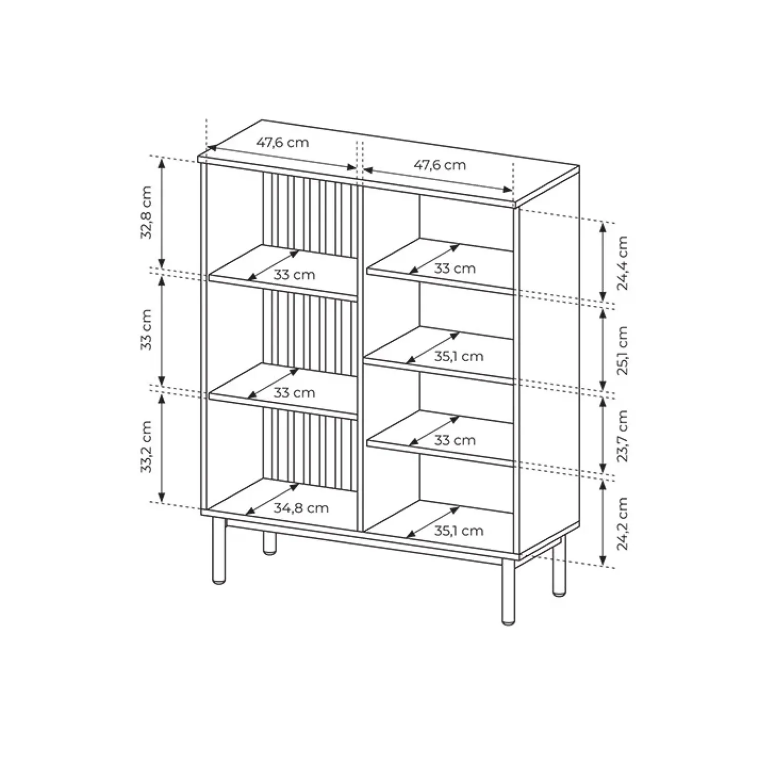 Garnero Arredamenti Vetrina bassa 100x126h cm 3 ante con led nero opaco rovere Amel Best