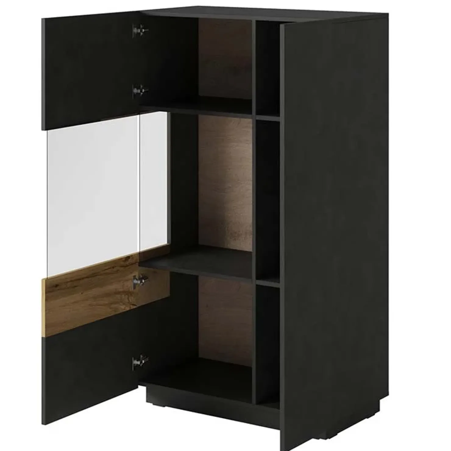 Garnero Arredamenti Vetrina bassa 80x139h cm 2 ante sinistra antracite rovere Bahama Antracite - Rovere Rustico Best