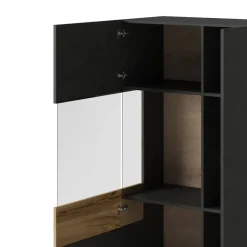 Garnero Arredamenti Vetrina bassa 80x139h cm 2 ante sinistra antracite rovere Bahama Antracite - Rovere Rustico Best