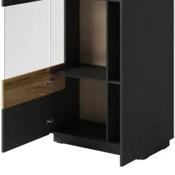 Garnero Arredamenti Vetrina bassa 80x139h cm 2 ante sinistra antracite rovere Bahama Antracite - Rovere Rustico Best