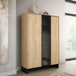 Garnero Arredamenti Vetrina bassa 102x152h cm 2 ante 2 cassetti interni rovere nero Alabaster