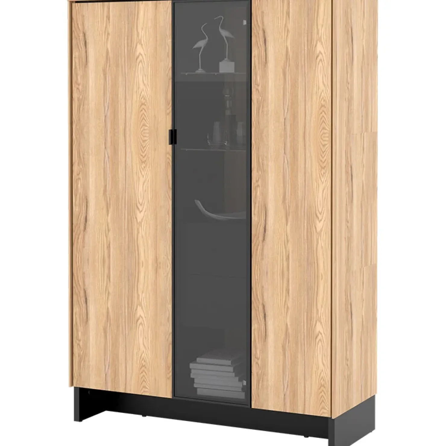 Garnero Arredamenti Vetrina bassa 102x152h cm 2 ante 2 cassetti interni rovere nero Alabaster