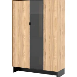 Garnero Arredamenti Vetrina bassa 102x152h cm 2 ante 2 cassetti interni rovere nero Alabaster