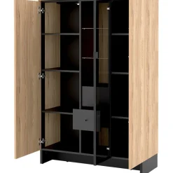 Garnero Arredamenti Vetrina bassa 102x152h cm 2 ante 2 cassetti interni rovere nero Alabaster