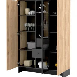 Garnero Arredamenti Vetrina bassa 102x152h cm 2 ante 2 cassetti interni rovere nero Alabaster