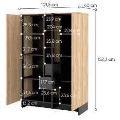 Garnero Arredamenti Vetrina bassa 102x152h cm 2 ante 2 cassetti interni rovere nero Alabaster