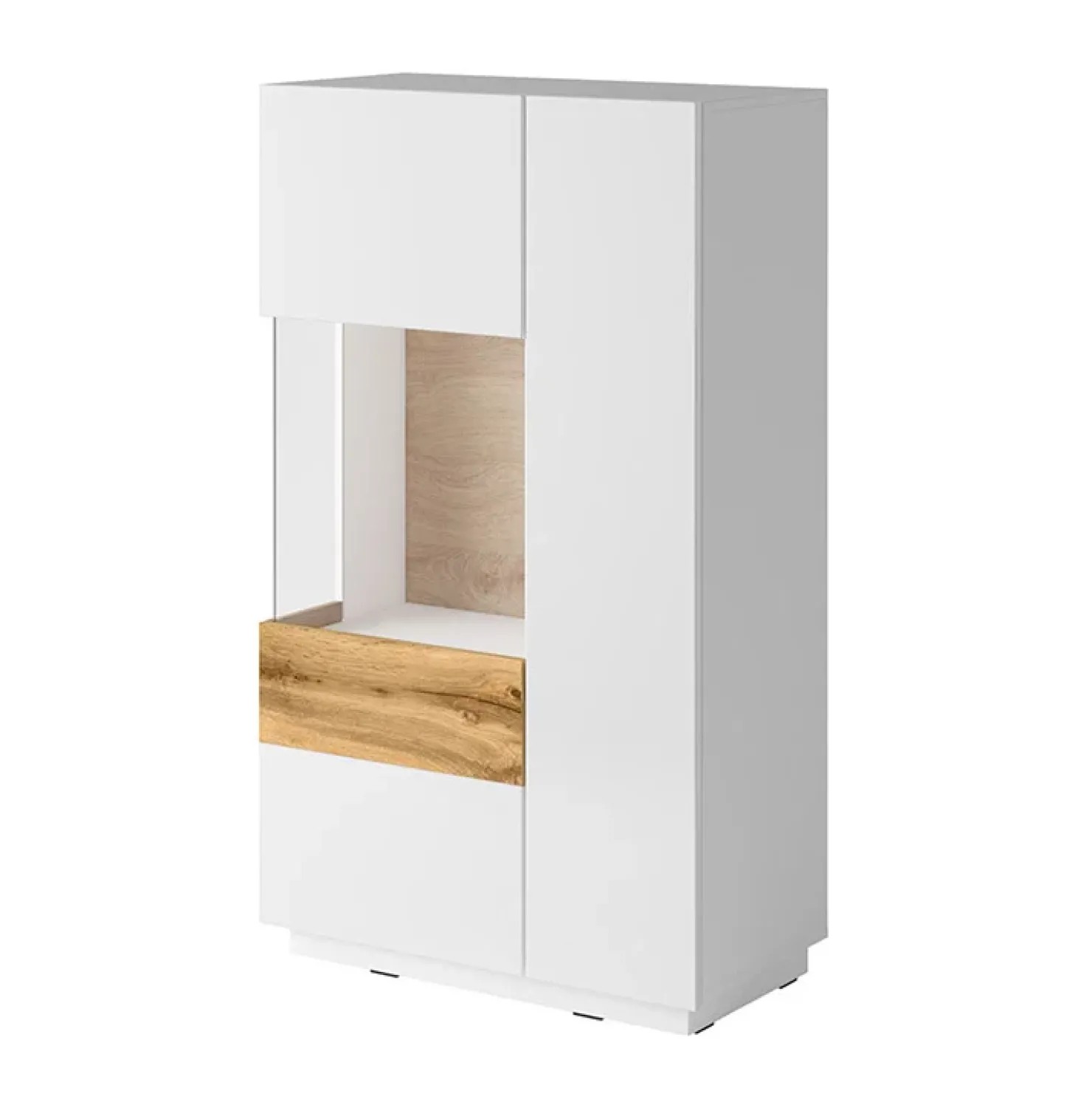 Garnero Arredamenti Vetrina bassa 80x139h cm 2 ante sinistra bianco lucido rovere Bahama Bianco Lucido - Rovere Rustico New