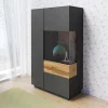 Garnero Arredamenti Vetrina bassa 80x139h cm 2 ante destra antracite rovere Bahama