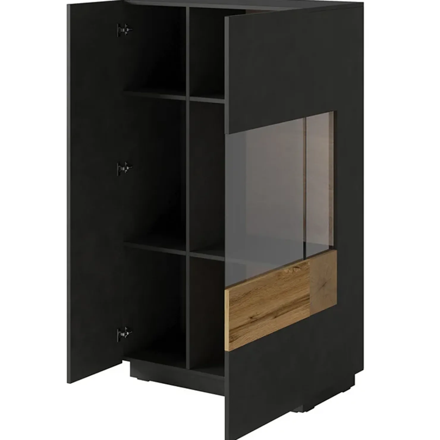 Garnero Arredamenti Vetrina bassa 80x139h cm 2 ante destra antracite rovere Bahama