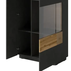 Garnero Arredamenti Vetrina bassa 80x139h cm 2 ante destra antracite rovere Bahama