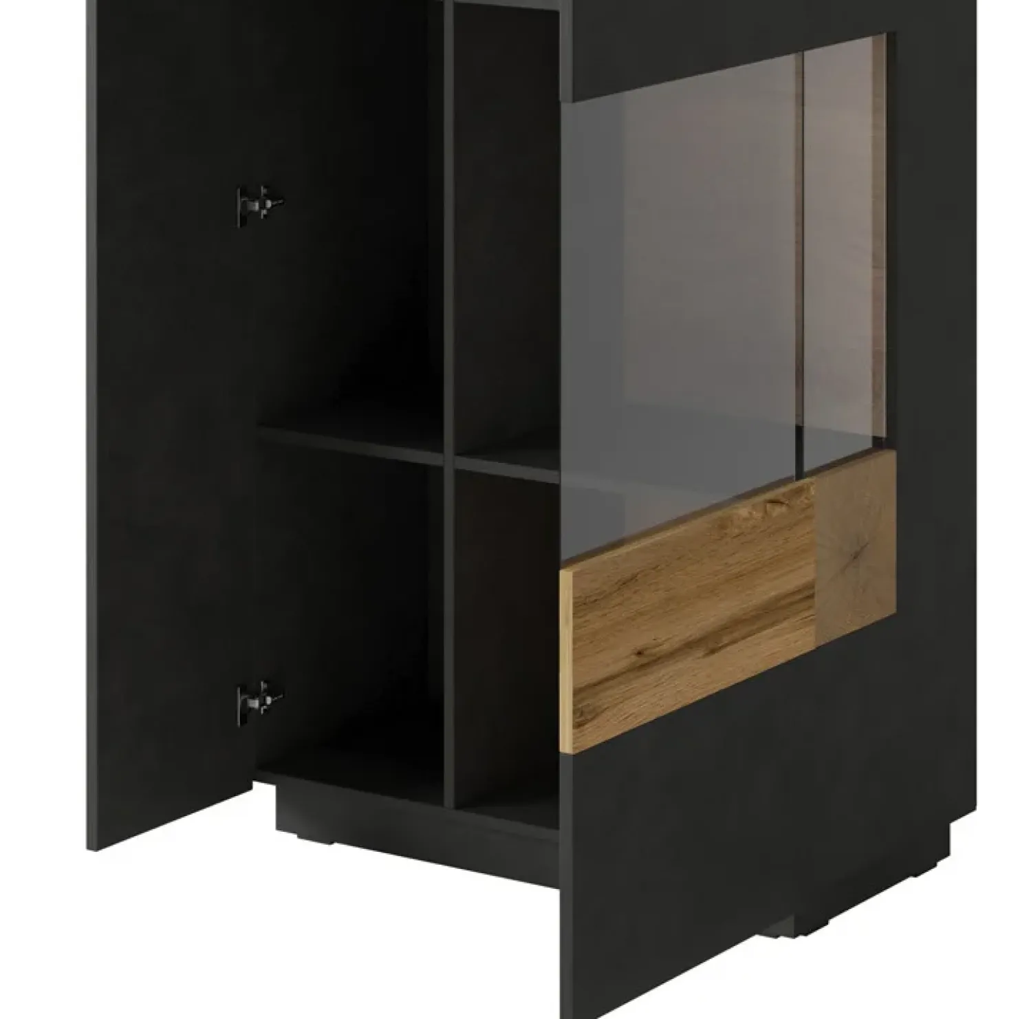 Garnero Arredamenti Vetrina bassa 80x139h cm 2 ante destra antracite rovere Bahama