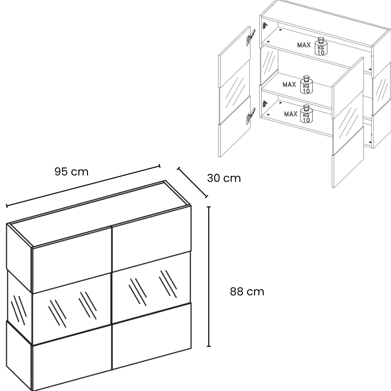 Garnero Arredamenti Vetrina sospesa 95x88h cm 2 ante chiaro Sunset Rovere