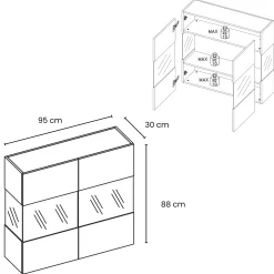 Garnero Arredamenti Vetrina sospesa 95x88h cm 2 ante scuro Sunset Marrone Outlet