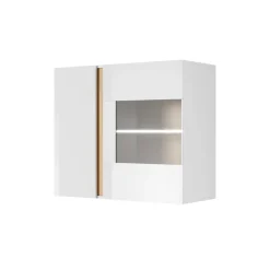 Garnero Arredamenti Vetrina sospesa 97x83h cm 2 ante soggiorno bianco Noa Gihome® Bianco Lucido - Rovere Outlet