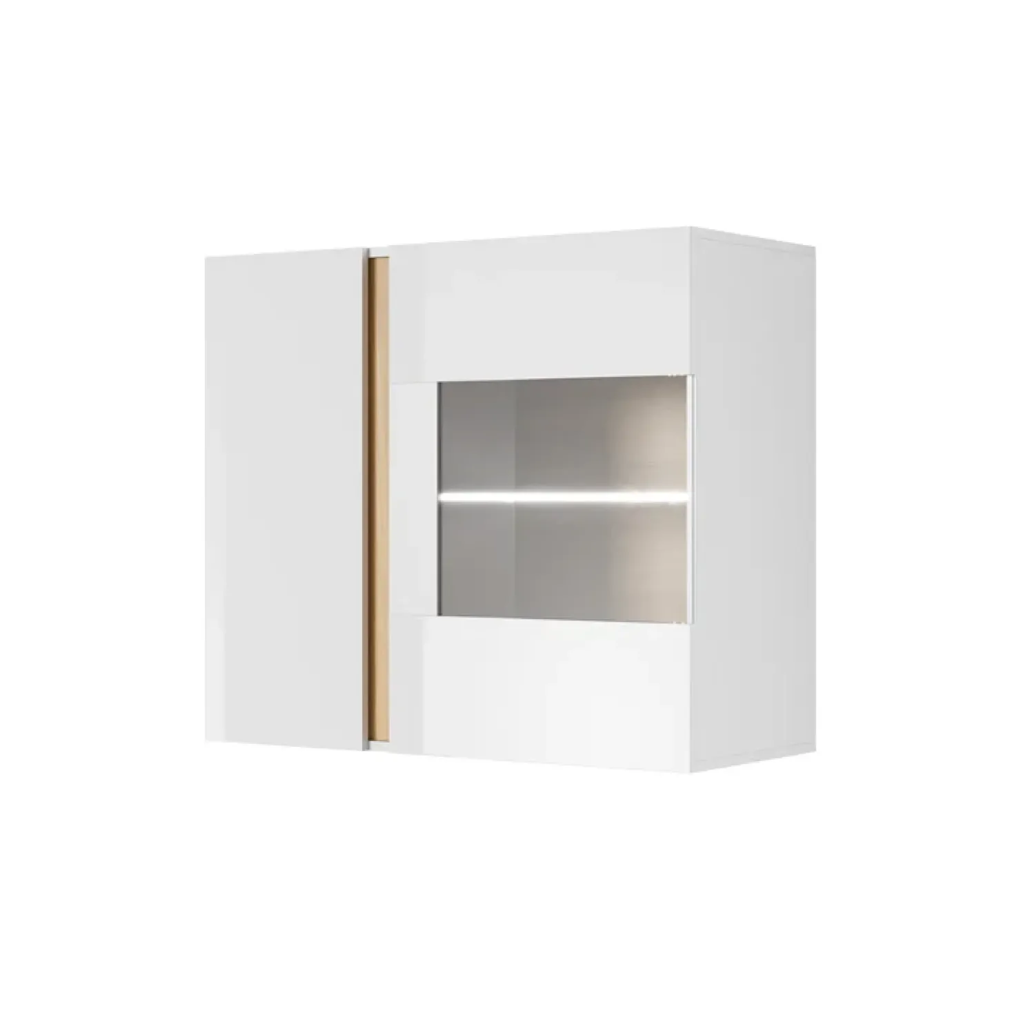 Garnero Arredamenti Vetrina sospesa 97x83h cm 2 ante soggiorno bianco Noa Gihome® Bianco Lucido - Rovere Outlet