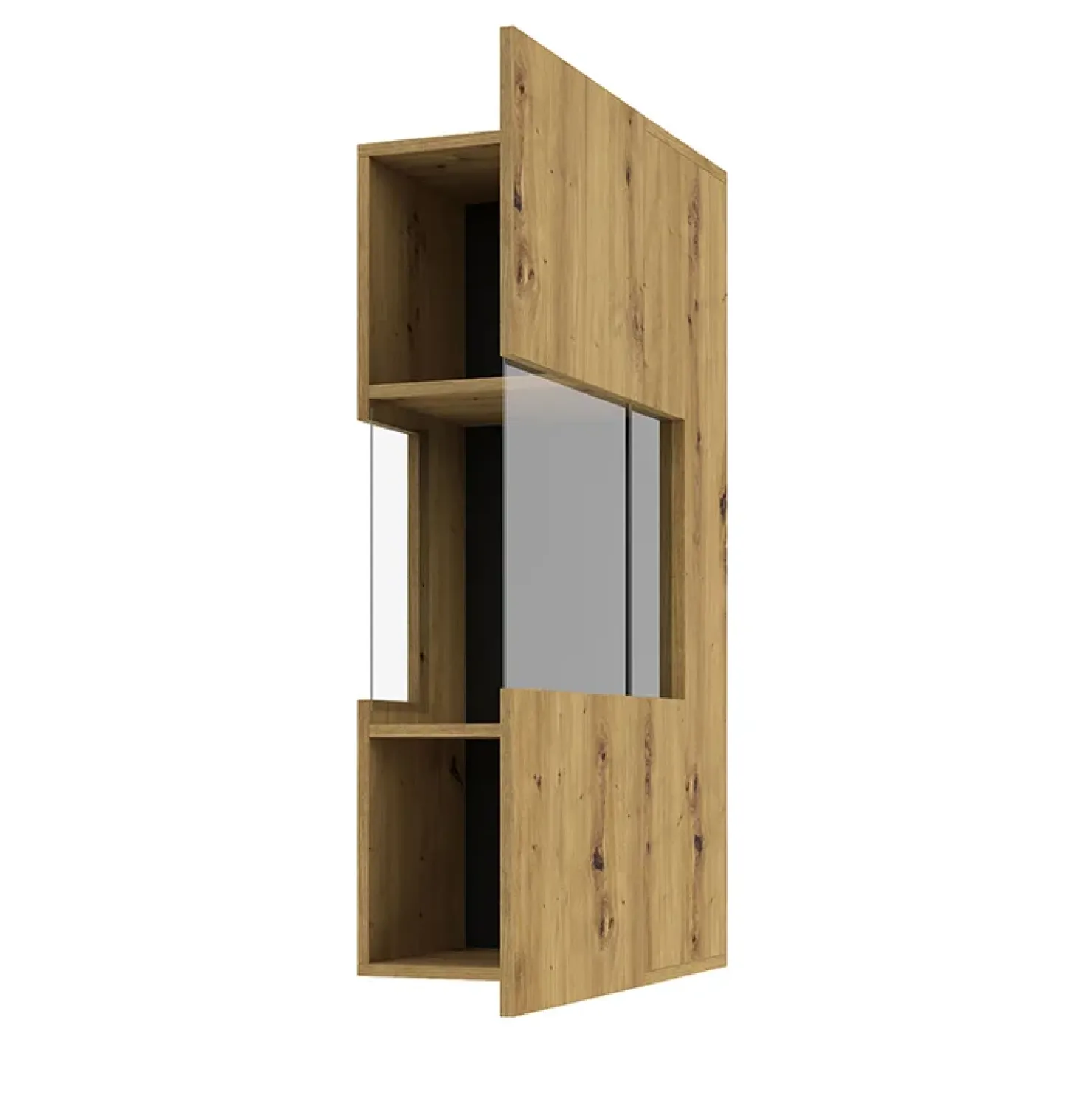 Garnero Arredamenti Vetrina sospesa 36x95h cm da parete nero Fusion Rovere Hot