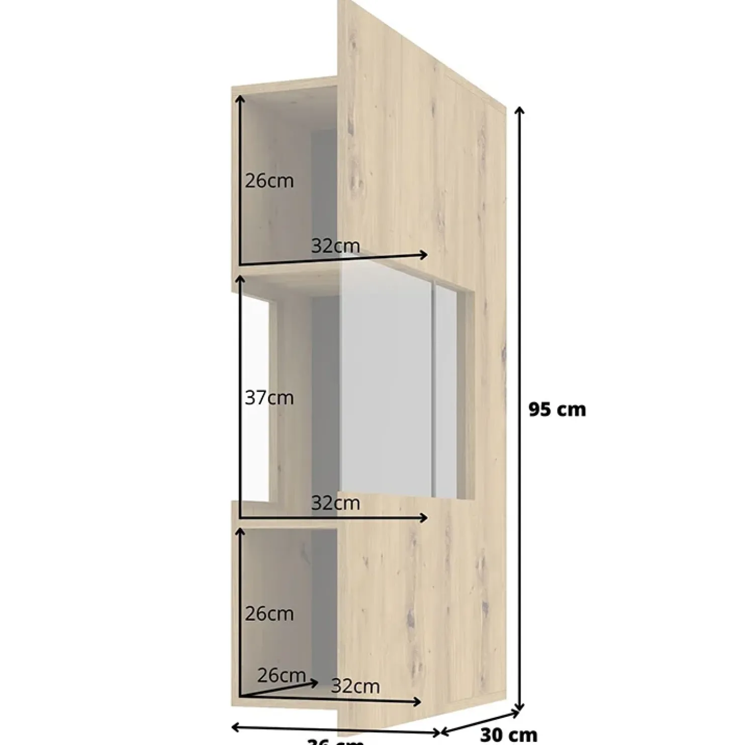 Garnero Arredamenti Vetrina sospesa 36x95h cm da parete nero Fusion Rovere Hot