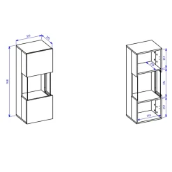 Garnero Arredamenti Vetrina sospesa 36x95h cm da parete nero Fusion Rovere Hot