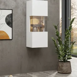 Garnero Arredamenti Vetrina sospesa 36x95h cm da parete bianco rovere Fusion Bianco Opaco Best